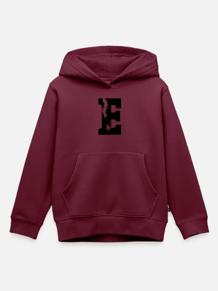 E - Buchstabe - Kinder Premium Organic Hoodie - Burgunderrot