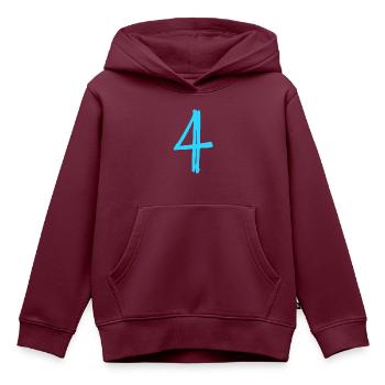 4 JAHRE. 4-jähriges Jubiläum. GEBURTSTAG 4 JAHRE. GEBURTSTAG - Kinder Premium Organic Hoodie - Burgunderrot - Vorne - AI Model Kid Female (0cm)