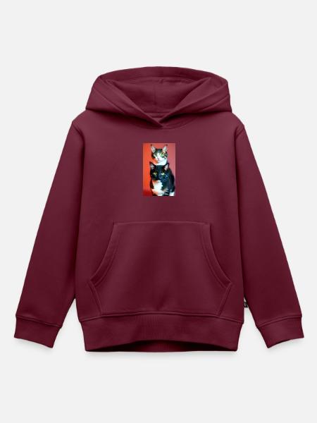 Kurzhaarige Hauskatzen - Kinder Premium Organic Hoodie - Burgunderrot