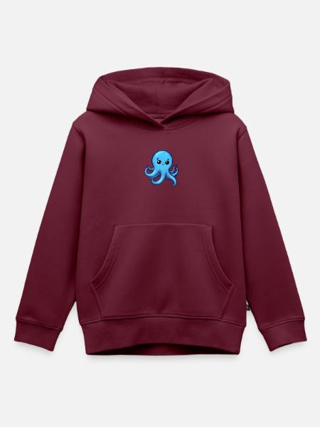 cute octopus - Kinder Premium Organic Hoodie - Burgunderrot