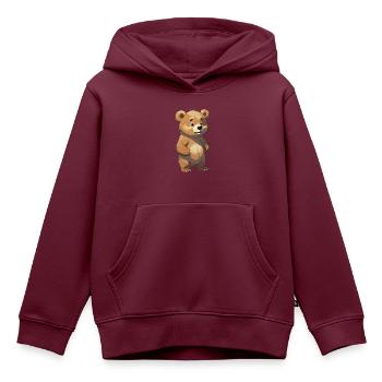Bär - Kinder Premium Organic Hoodie - Burgunderrot - Vorne - AI Model Kid Female (0cm)