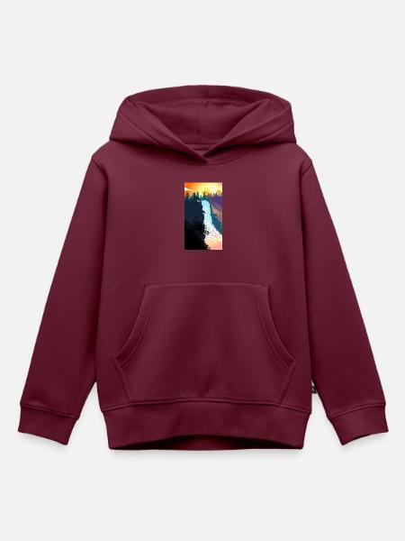 Wasserfall Sonnenuntergang - Kinder Premium Organic Hoodie - Burgunderrot