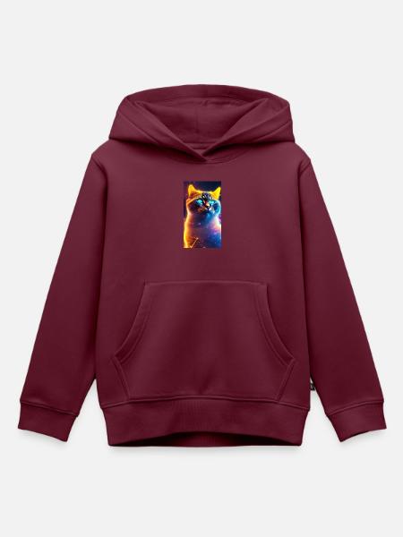 AstroCat Orange Version - Kinder Premium Organic Hoodie - Burgunderrot