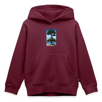 Tree Fusion - Kinder Premium Organic Hoodie - Burgunderrot - Vorne - AI Model Kid Female (0cm)