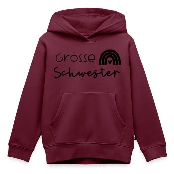 Große Schwester - Kinder Premium Organic Hoodie - Burgunderrot - Vorne - AI Model Kid Female (0cm)