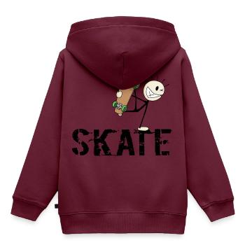 skate! - Kinder Premium Organic Hoodie - Burgunderrot - Hinten - AI Model Kid Female (0cm)