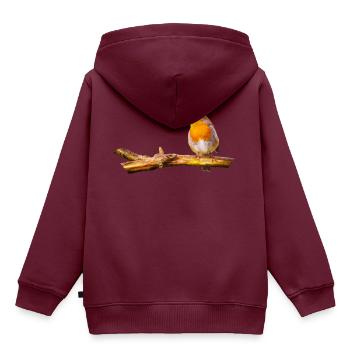Robin - Kinder Premium Organic Hoodie - Burgunderrot - Hinten - AI Model Kid Female (0cm)