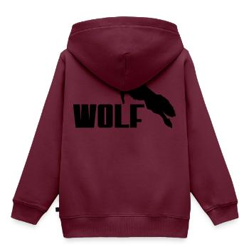 Wolf Logo - Kinder Premium Organic Hoodie - Burgunderrot - Hinten - AI Model Kid Female (0cm)