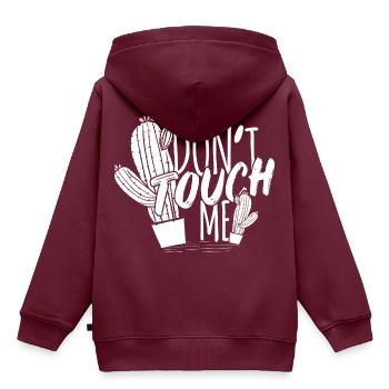 Fass mich nicht an - Kinder Premium Organic Hoodie - Burgunderrot - Hinten - AI Model Kid Female (0cm)