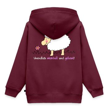 Du bist geliebt! Süßes Motiv mit Schaf - Kinder Premium Organic Hoodie - Burgunderrot - Hinten - AI Model Kid Female (0cm)