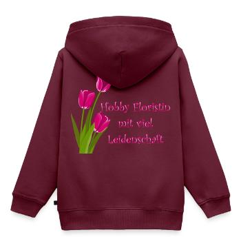 Hobby Floristin - Kinder Premium Organic Hoodie - Burgunderrot - Hinten - AI Model Kid Female (0cm)