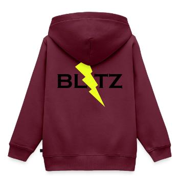 BLITZ - Kinder Premium Organic Hoodie - Burgunderrot - Hinten - AI Model Kid Female (0cm)