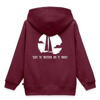 Segeln Leben Schöner Boot Geschenk Wind Jolle - Kinder Premium Organic Hoodie - Burgunderrot - Hinten - AI Model Kid Female (0cm)