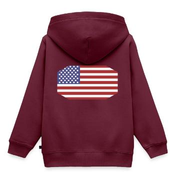 Flagge der Vereinigten Staaten - Kinder Premium Organic Hoodie - Burgunderrot - Hinten - AI Model Kid Female (0cm)