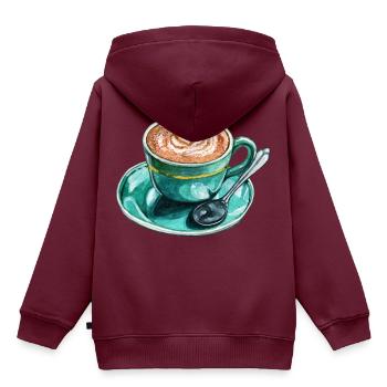 Latte Macchiato - Kinder Premium Organic Hoodie - Burgunderrot - Hinten - AI Model Kid Female (0cm)