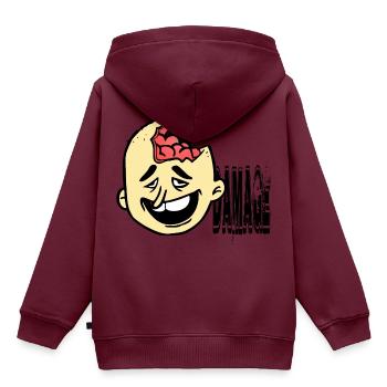 Dumm behindert Idiot - Kinder Premium Organic Hoodie - Burgunderrot - Hinten - AI Model Kid Female (0cm)