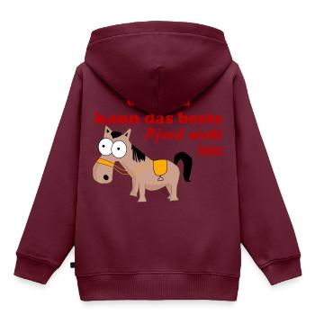 Ohne Heu kann das beste Pferd nicht Furzen - Kinder Premium Organic Hoodie - Burgunderrot - Hinten - AI Model Kid Female (0cm)