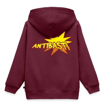 Antibasti Comic Regierung Österreich - Kinder Premium Organic Hoodie - Burgunderrot - Hinten - AI Model Kid Female (0cm)