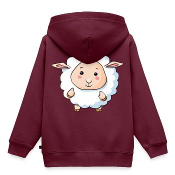 Lamm - Kinder Premium Organic Hoodie - Burgunderrot - Hinten - AI Model Kid Female (0cm)