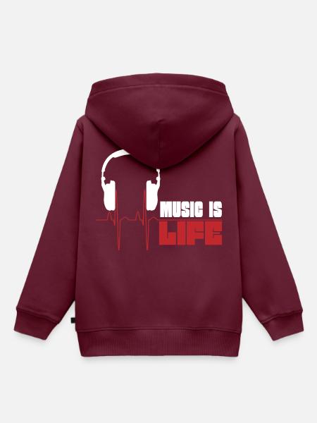 Life is music - Kinder Premium Organic Hoodie - Burgunderrot