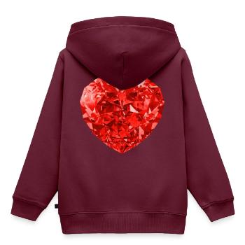 Roter Herz Rubin Geschenk Idee - Kinder Premium Organic Hoodie - Burgunderrot - Hinten - AI Model Kid Female (0cm)