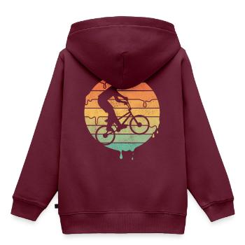 Vintage BMX Fahrer - Kinder Premium Organic Hoodie - Burgunderrot - Hinten - AI Model Kid Female (0cm)