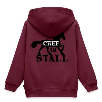 Chef im Stall Reiterhof - Kinder Premium Organic Hoodie - Burgunderrot - Hinten - AI Model Kid Female (0cm)