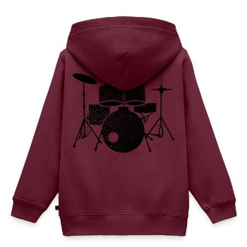 Schlagzeuger Schlagzeug Kinder Drums - Kinder Premium Organic Hoodie - Burgunderrot - Hinten - AI Model Kid Female (0cm)