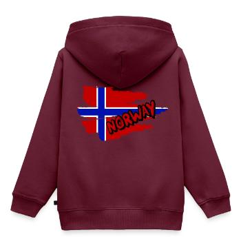 Norwegen - Kinder Premium Organic Hoodie - Burgunderrot - Hinten - AI Model Kid Female (0cm)