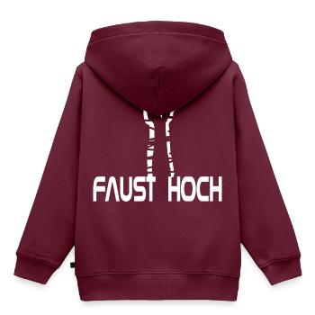 Faust hoch - Kinder Premium Organic Hoodie - Burgunderrot - Hinten - AI Model Kid Female (0cm)