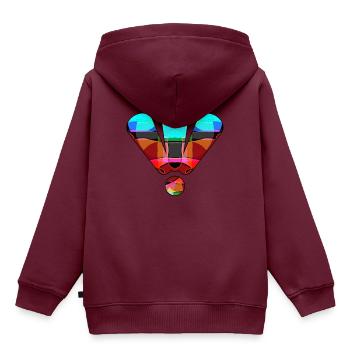 3 bunte Ausrufezeichen - Kinder Premium Organic Hoodie - Burgunderrot - Hinten - AI Model Kid Female (0cm)