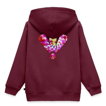 Drei Ausrufezeichen Lila - Kinder Premium Organic Hoodie - Burgunderrot - Hinten - AI Model Kid Female (0cm)