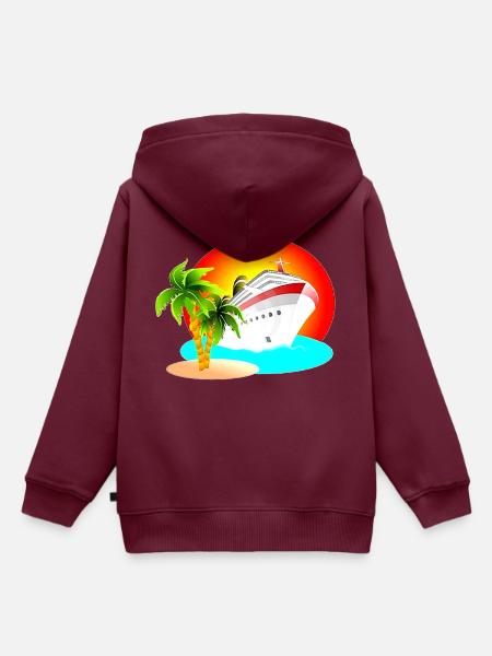 Schiff - Kinder Premium Organic Hoodie - Burgunderrot