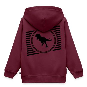 T-Rex - Kinder Premium Organic Hoodie - Burgunderrot - Hinten - AI Model Kid Female (0cm)