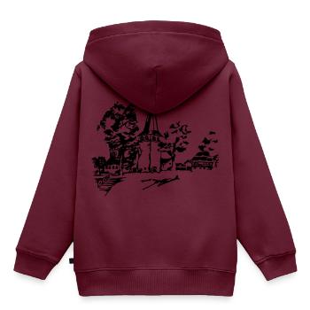 Kirche idyllisch - Kinder Premium Organic Hoodie - Burgunderrot - Hinten - AI Model Kid Female (0cm)