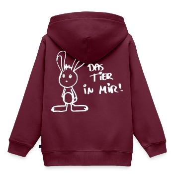 Das Tier in mir - Kinder Premium Organic Hoodie - Burgunderrot - Hinten - AI Model Kid Female (0cm)