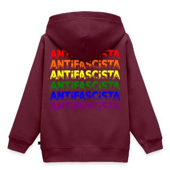 Antifascista -- Pride - Kinder Premium Organic Hoodie - Burgunderrot - Hinten - AI Model Kid Female (0cm)