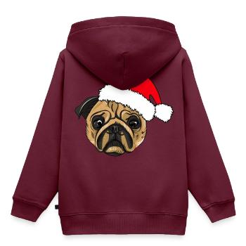 Weihnachten Mops - Kinder Premium Organic Hoodie - Burgunderrot - Hinten - AI Model Kid Female (0cm)