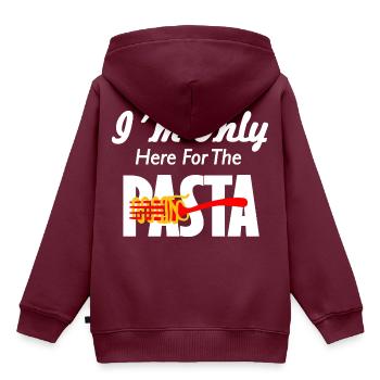 Pasta Shirt Ich bin nur für die Pasta da - Kinder Premium Organic Hoodie - Burgunderrot - Hinten - AI Model Kid Female (0cm)