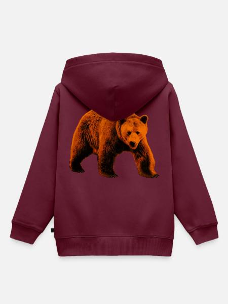 Bär, wilder Bär - Kinder Premium Organic Hoodie - Burgunderrot