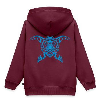 Schildkröten-Tatoo - Kinder Premium Organic Hoodie - Burgunderrot - Hinten - AI Model Kid Female (0cm)