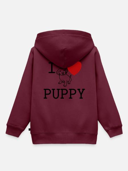 I love puppy - Kinder Premium Organic Hoodie - Burgunderrot