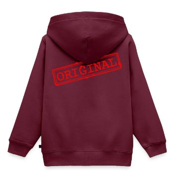 Original Stempel - Kinder Premium Organic Hoodie - Burgunderrot - Hinten - AI Model Kid Female (0cm)