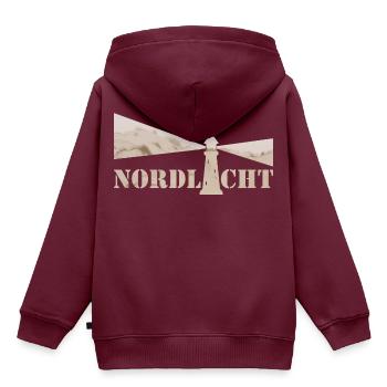 Nordlicht Düne - Kinder Premium Organic Hoodie - Burgunderrot - Hinten - AI Model Kid Female (0cm)