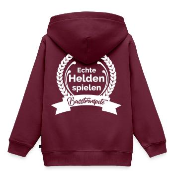 echte helden spielen basstrompete | blasmusik - Kinder Premium Organic Hoodie - Burgunderrot - Hinten - AI Model Kid Female (0cm)