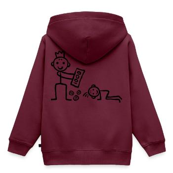 Arm und Reich - Geld Geschenk Not Armut Bettler - Kinder Premium Organic Hoodie - Burgunderrot - Hinten - AI Model Kid Female (0cm)