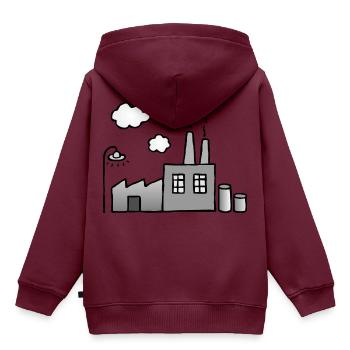 Fabrik Industrie Produktion Halle Rauch Abgase - Kinder Premium Organic Hoodie - Burgunderrot - Hinten - AI Model Kid Female (0cm)