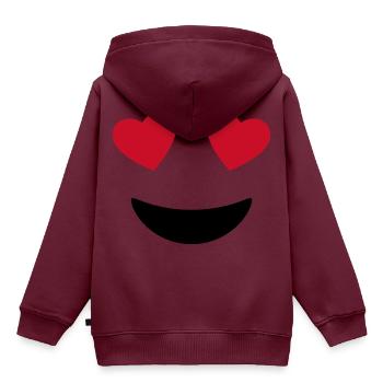 Liebes Augen - Verliebt <3 - Kinder Premium Organic Hoodie - Burgunderrot - Hinten - AI Model Kid Female (0cm)