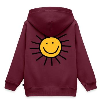 Sonne - Kinder Premium Organic Hoodie - Burgunderrot - Hinten - AI Model Kid Female (0cm)