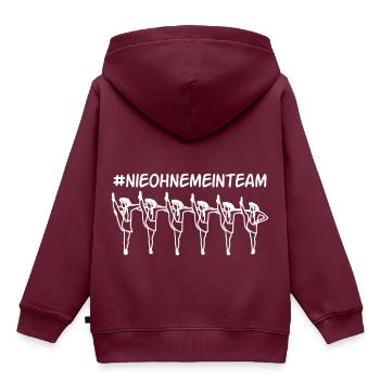 nieohnemeinteam - Kinder Premium Organic Hoodie - Burgunderrot - Hinten - AI Model Kid Female (0cm)
